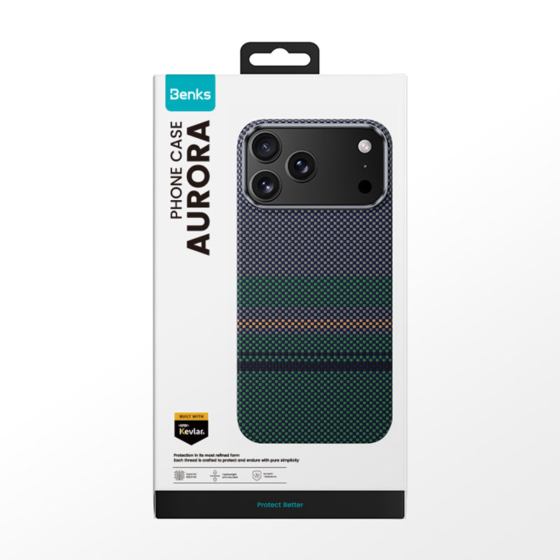Benks Aurora ArmorAir iPhone 17 Pro Max M-safe Karbon Fiber Tasarımlı Kevlar Kılıf Benks Aurora ArmorAir iPhone 17 Pro Max M-safe Karbon Fiber Tasarımlı Kevlar Kılıf